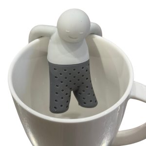 Zaparzacz silikonowy na kubek Ludzik szary